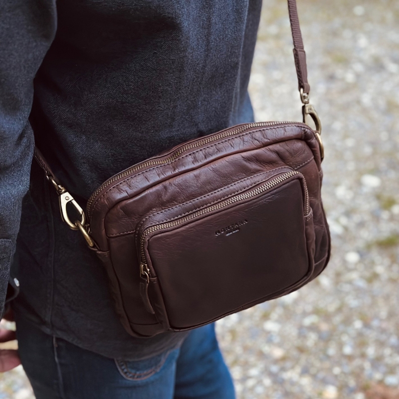 Dayton crossbody taske i brun bøffelskind - Montana - 272303