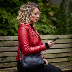 Rød Nicole biker læderjakke - dame - Rock and blue