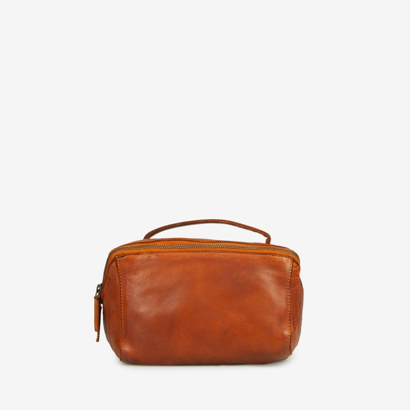 Austin necessär - Smart öppning - Cognac buffelskinn - Montana