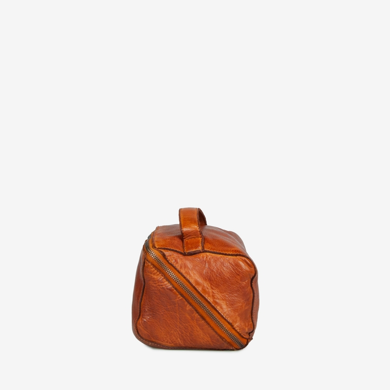 Austin necessär - Smart öppning - Cognac buffelskinn - Montana
