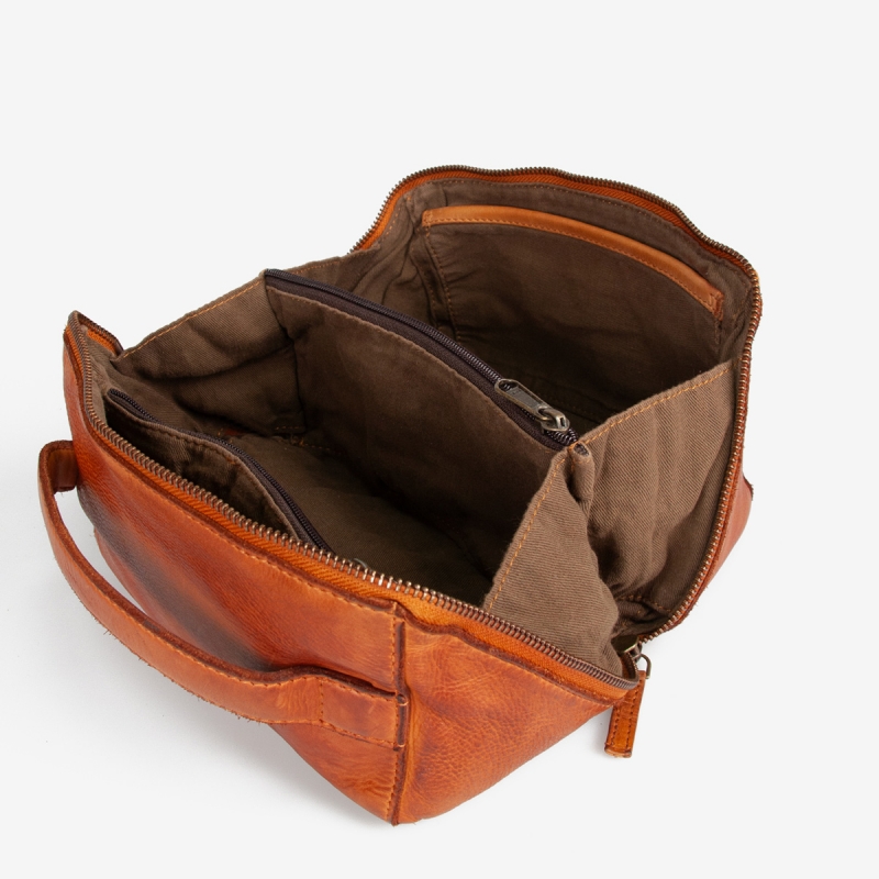 Austin necessär - Smart öppning - Cognac buffelskinn - Montana