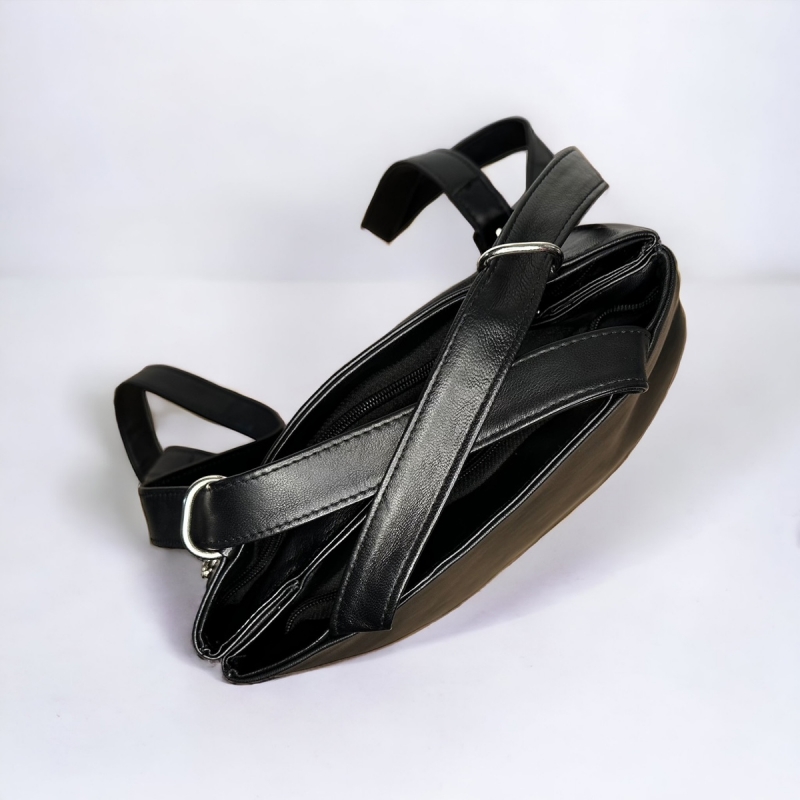 Line rygsæk og skuldertaske i blød sort skind - to i en - Freja skind