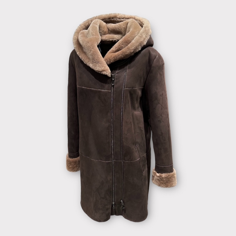 Dame rulamsjakke - Clara - Brun Toscana rulam - Blød og varm - Freja skind