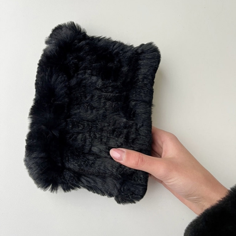 Sort pandebånd af rex kanin - Levinsky - Freja skind