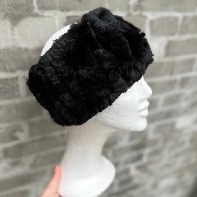 Sort pandebånd af rex kanin - Levinsky - Freja skind