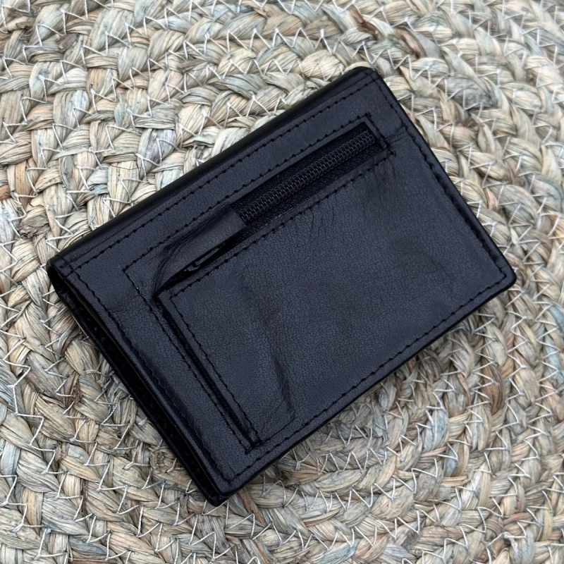 Nicolas - sort herre læderpung med kort pull up funktion - Freja skind