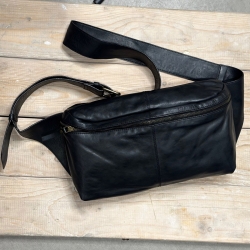 Stor bumbag - Adeline - Blød kalveskind sort el. brun - Orchid 18267