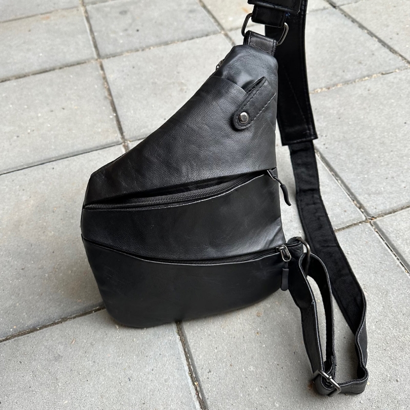 Sort Iben rygsæk crossbody - Blød skind - Frejas skind