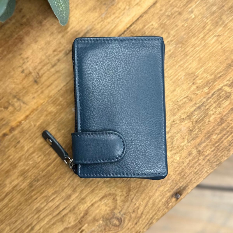 Austin kortholder og pung med nøglering - Navy blå skind - Freja skind
