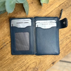 Austin kortholder og pung med nøglering - Navy blå skind - Freja skind