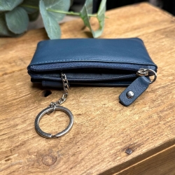 Austin kortholder og pung med nøglering - Navy blå skind - Freja skind