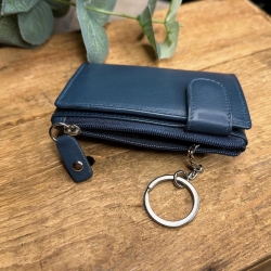 Austin kortholder og pung med nøglering - Navy blå skind - Freja skind