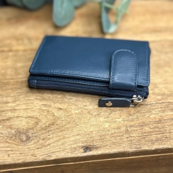 Austin kortholder og pung med nøglering - Navy blå skind - Freja skind