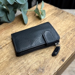 Austin kortholder og pung med nøglering - Sort skind - Freja skind