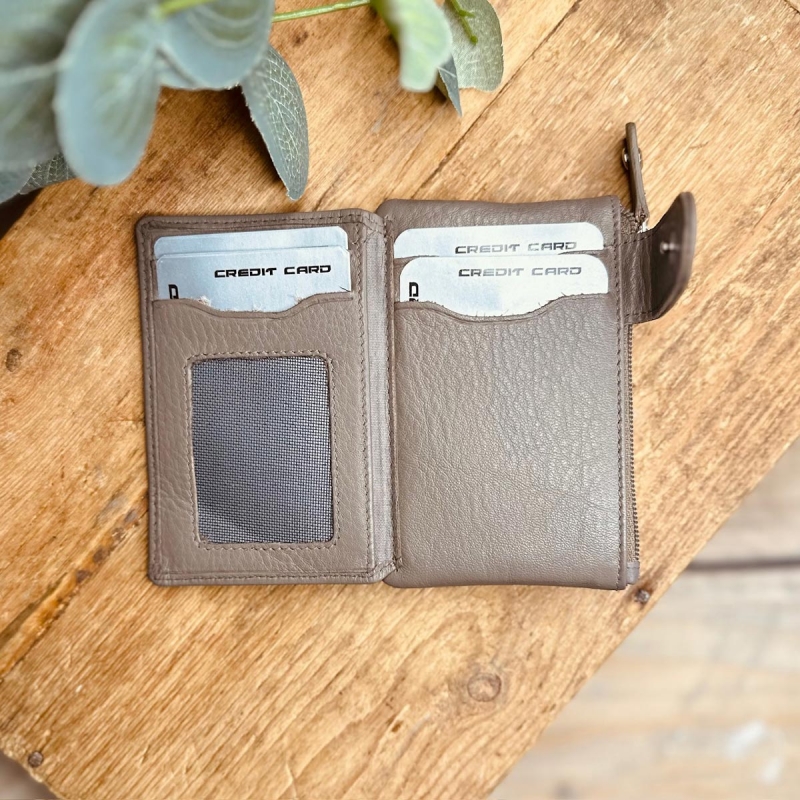 Austin kortholder og pung med nøglering - Taupe skind - Freja skind