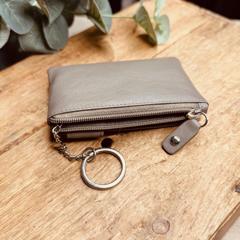 Austin kortholder og pung med nøglering - Taupe skind - Freja skind