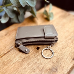 Austin kortholder og pung med nøglering - Taupe skind - Freja skind