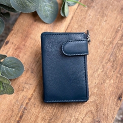 Austin kortholder og pung med nøglering - Navy blå skind - Freja skind