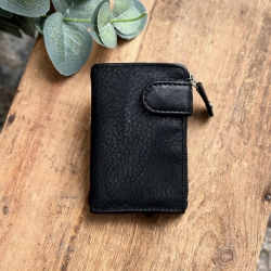 Austin kortholder og pung med nøglering - Sort skind - Freja skind