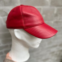 Rød herre skind cap - Blød lammeskind - Freja skind