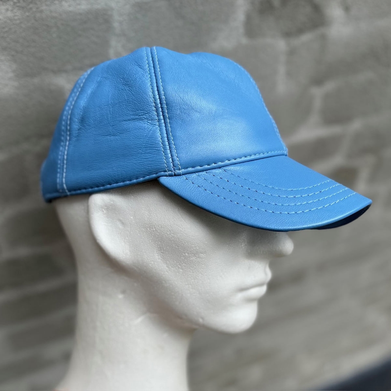 Lys blå herre cap - Blød skind - Freja skind