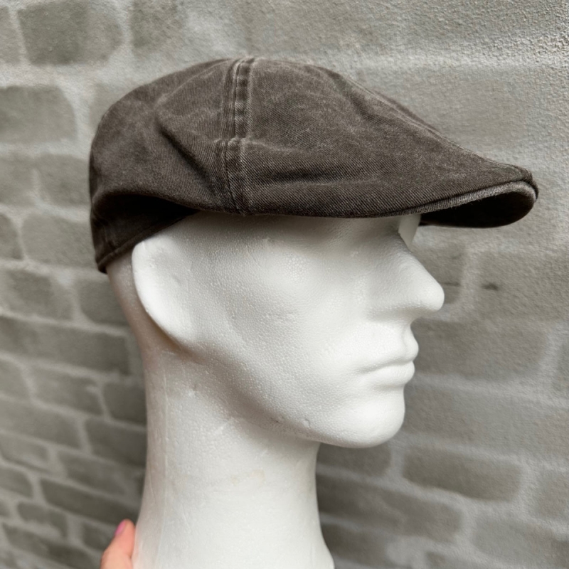 Flat cap - Chilla - Brun kanvas 100% bomuld - Scippis - Freja skind