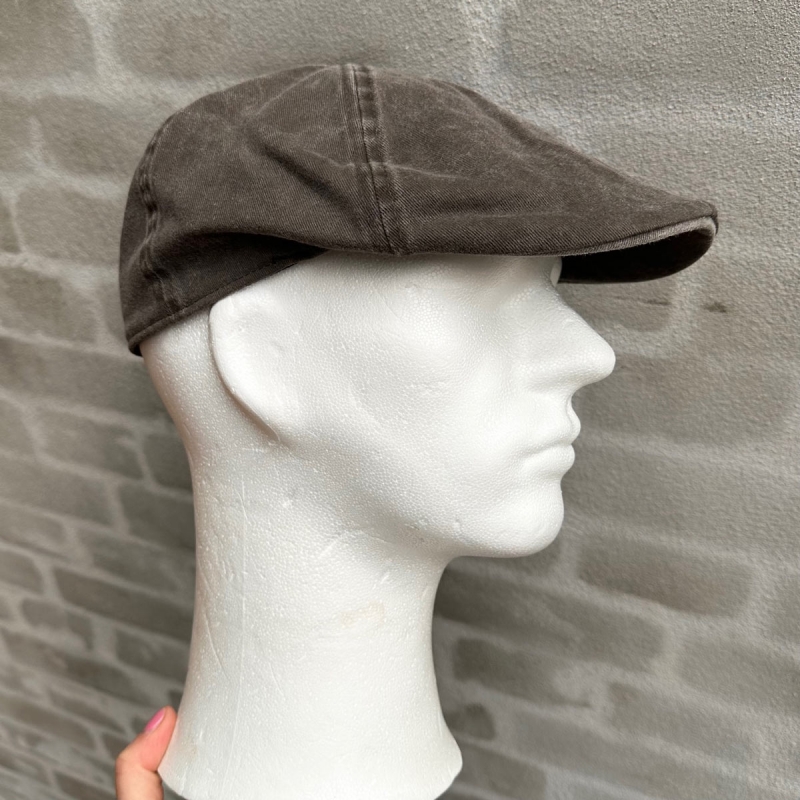 Flat cap - Chilla - Brun kanvas 100% bomuld - Scippis - Freja skind