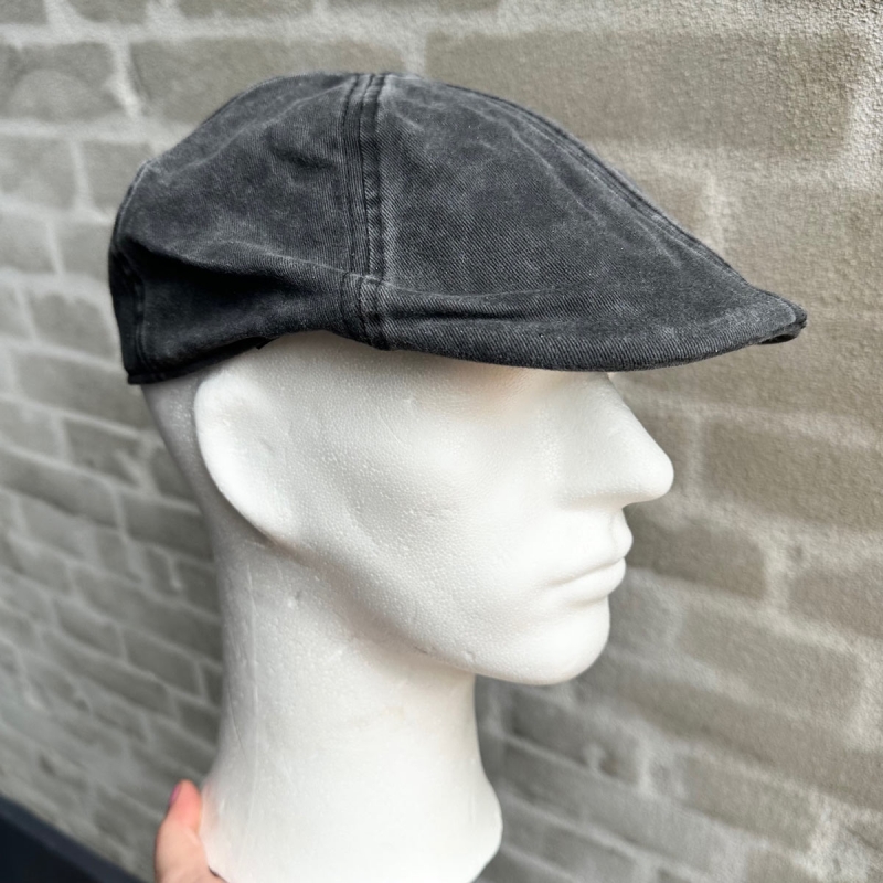Flat cap - Chilla - sort kanvas 100% bomuld - Scippis - Freja skind