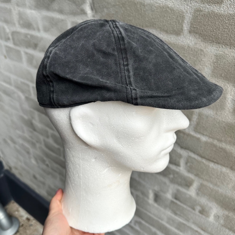 Flat cap - Chilla - sort kanvas 100% bomuld - Scippis - Freja skind