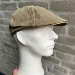 Flat cap - Chilla - Khaki kanvas 100% bomuld - Scippis - Freja skind