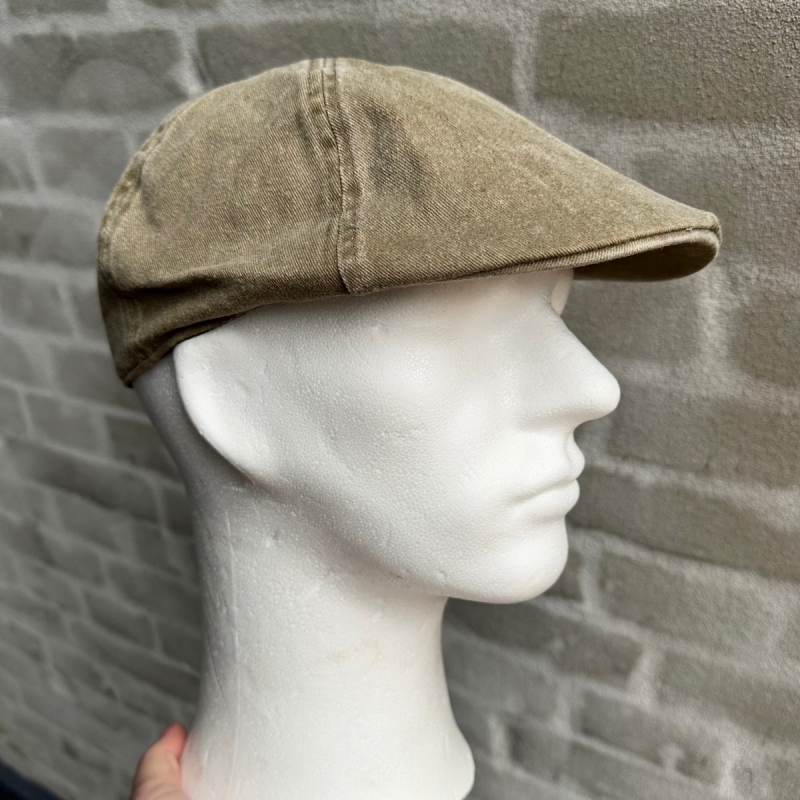 Flat cap - Chilla - Khaki kanvas 100% bomuld - Scippis - Freja skind