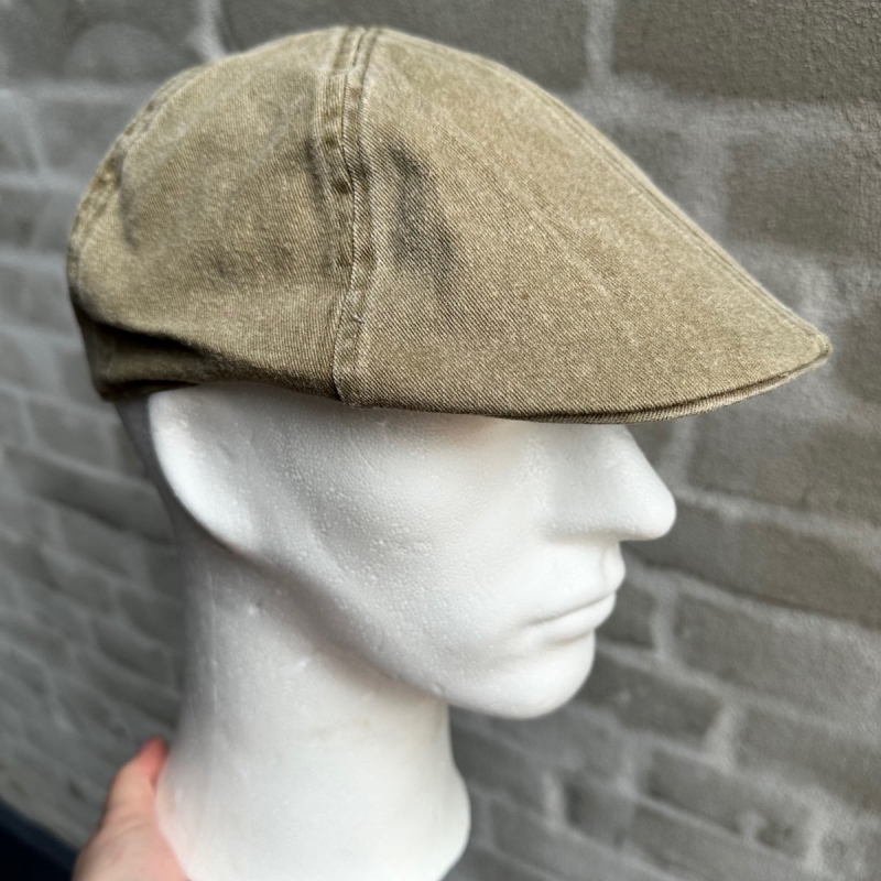 Flat cap - Chilla - Khaki kanvas 100% bomuld - Scippis - Freja skind