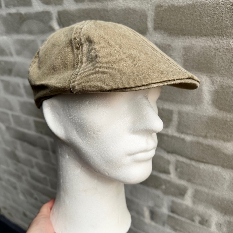 Flat cap - Chilla - Khaki kanvas 100% bomuld - Scippis - Freja skind