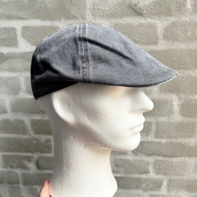 Flat cap - Chilla - grå kanvas 100% bomuld - Scippis - Freja skind