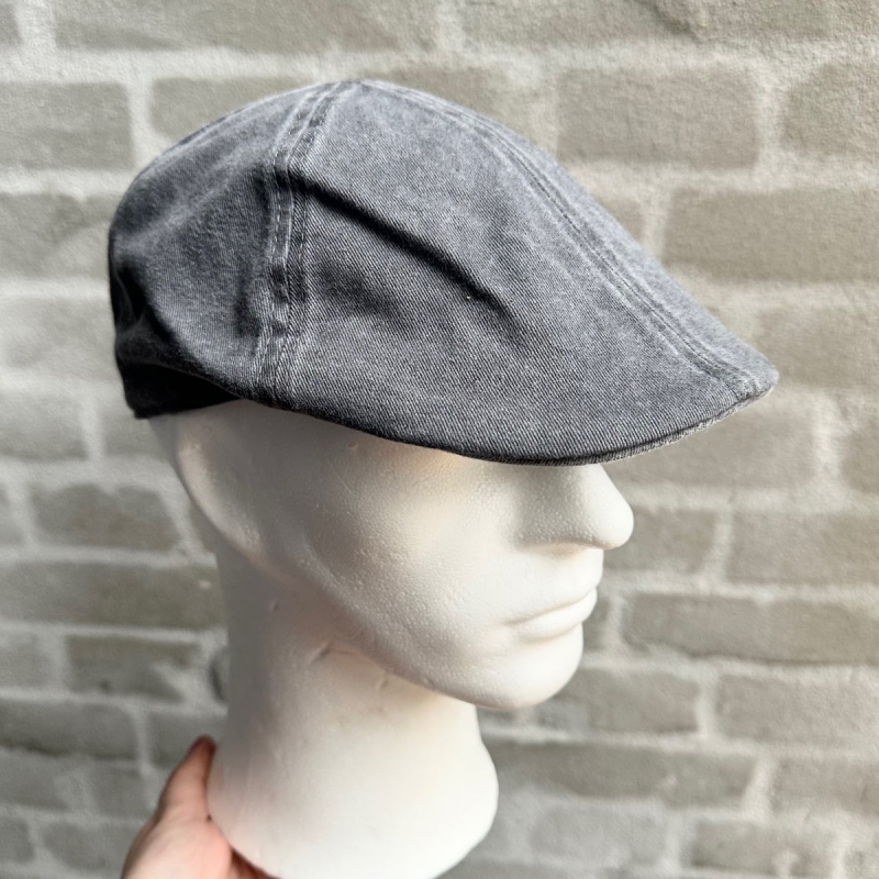 Flat cap - Chilla - grå kanvas 100% bomuld - Scippis - Freja skind