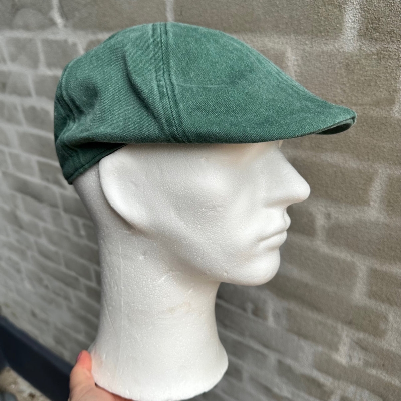 Flat cap - Chilla - Grøn kanvas 100% bomuld - Scippis - Freja skind
