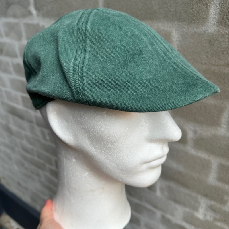 Flat cap - Chilla - Grøn kanvas 100% bomuld - Scippis - Freja skind