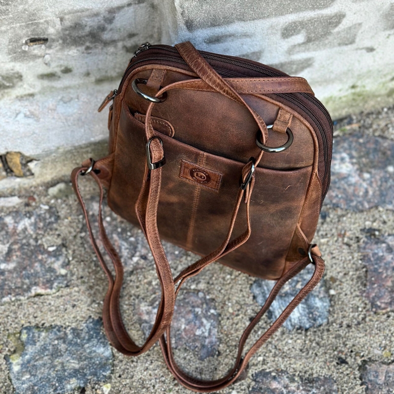 Brun rygsæk i bøffellæder - Dame - Leather design ur1606 - Freja skind