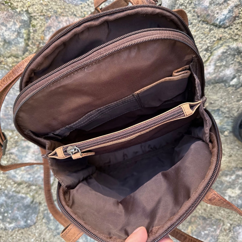 Brun rygsæk i bøffellæder - Dame - Leather design ur1606 - Freja skind