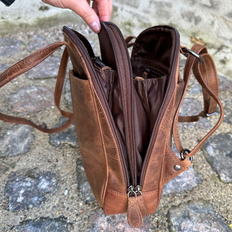 Brun rygsæk i bøffellæder - Dame - Leather design ur1606 - Freja skind
