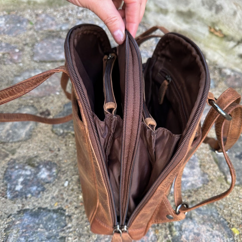 Brun rygsæk i bøffellæder - Dame - Leather design ur1606 - Freja skind