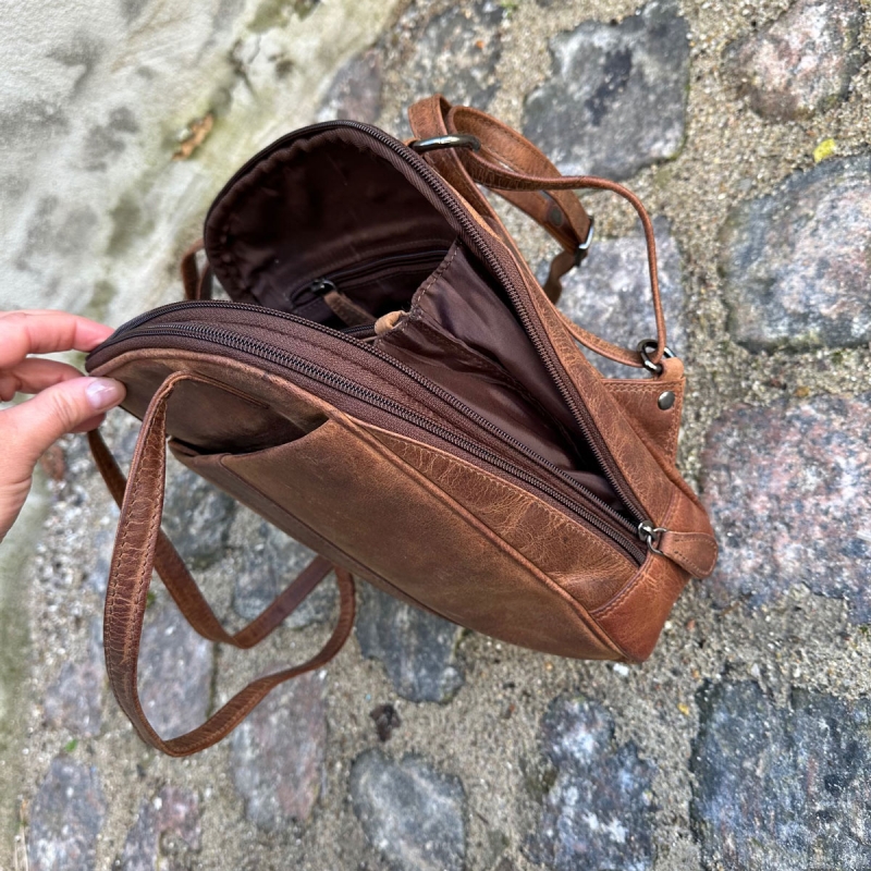 Brun rygsæk i bøffellæder - Dame - Leather design ur1606 - Freja skind
