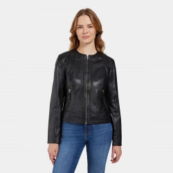 Sort Paula skindjakke fra SAKI - Blød lammeskind