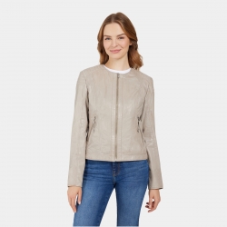 Beige Paula skindjakke fra SAKI - Blød lammeskind