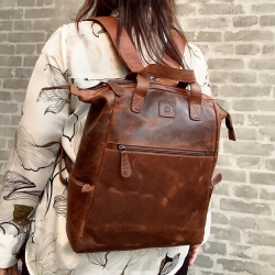 Manhattan rygsæk - Brun bøffellæder - Leather design UR675H