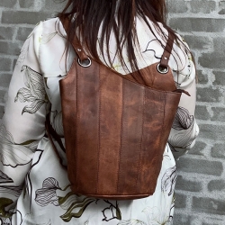 Carina rygsæk - brun bøffellæder - Dame - Leather design - Freja skind