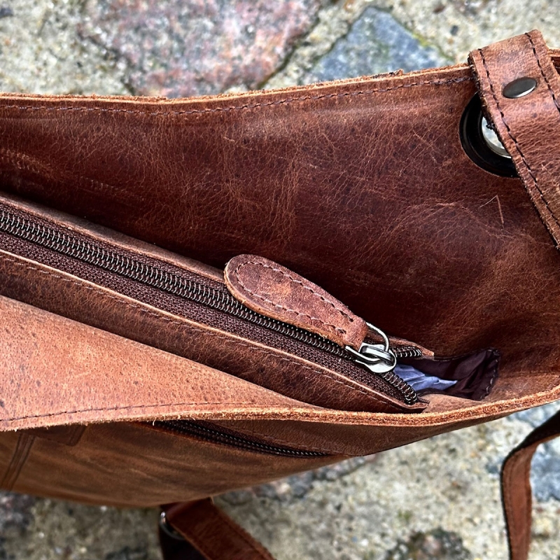 Carina rygsæk - brun bøffellæder - Dame - Leather design - Freja skind