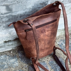 Carina rygsæk - brun bøffellæder - Dame - Leather design - Freja skind