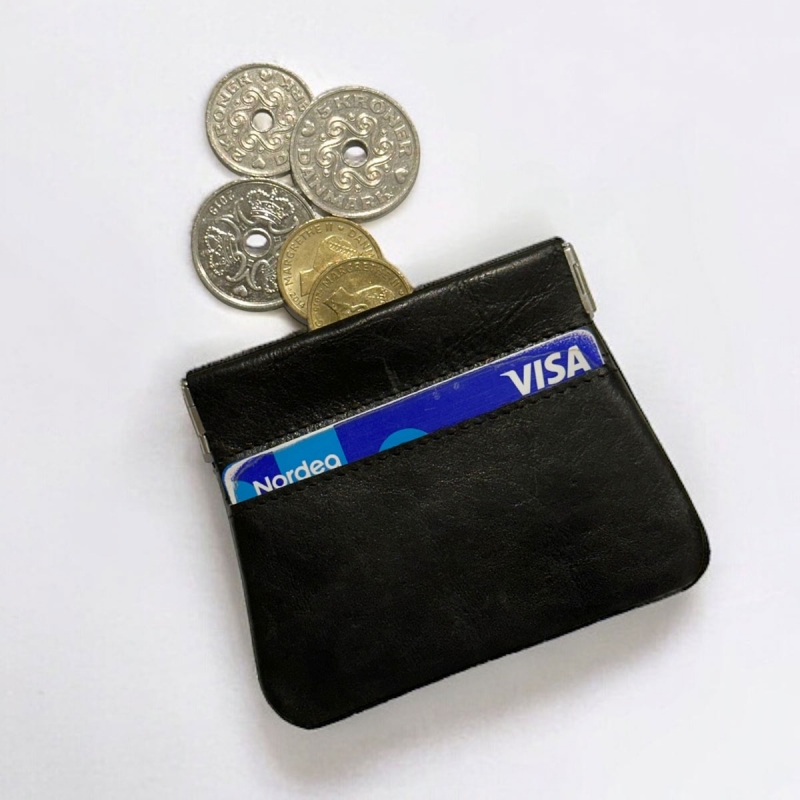 Madsen klemmepung med kortholder - Sort - Leather design