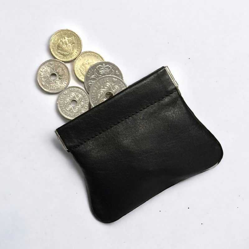 Møller klemmepung - sort kalveskind - Leather design - Freja skind